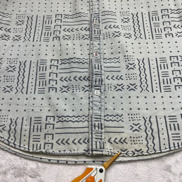 Modern Amusement Button Up Shirt Mens XL Blue Short Sleeve 100% Cotton FAIR‎ - Picture 7 of 15